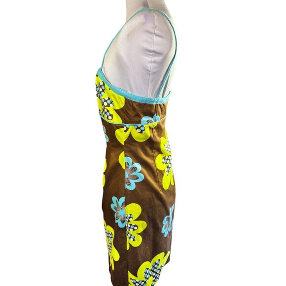 Becky & Max Floral Sleeveless Spaghetti Strap Dress Brown/Yellow/Blue - Picture 10 of 11